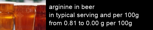 arginine in beer information and values per serving and 100g