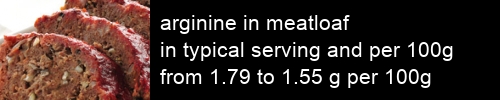 arginine in meatloaf information and values per serving and 100g