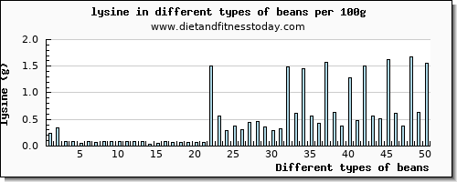 beans lysine per 100g