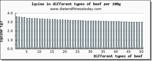 beef lysine per 100g