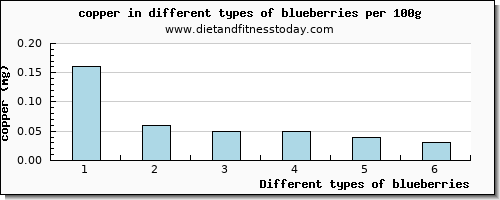 blueberries copper per 100g