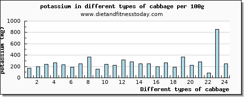 cabbage potassium per 100g