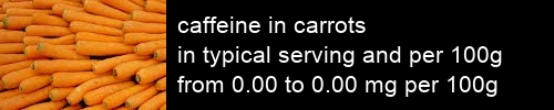 caffeine in carrots information and values per serving and 100g