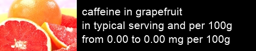 caffeine in grapefruit information and values per serving and 100g