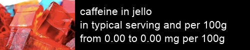 caffeine in jello information and values per serving and 100g