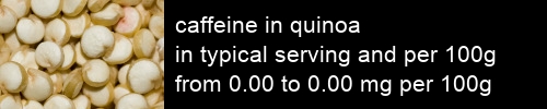 caffeine in quinoa information and values per serving and 100g