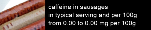 caffeine in sausages information and values per serving and 100g
