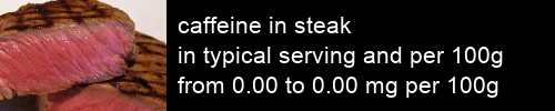 caffeine in steak information and values per serving and 100g