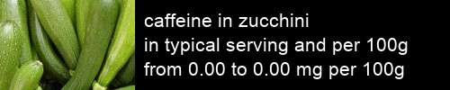 caffeine in zucchini information and values per serving and 100g
