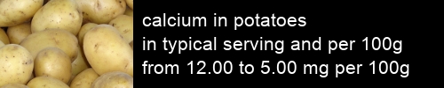 calcium in potatoes information and values per serving and 100g