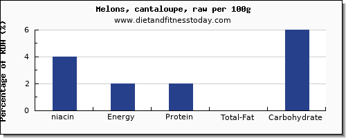 niacin and nutrition facts in cantaloupe per 100g