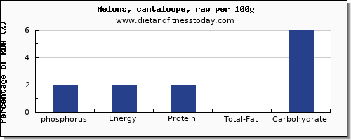phosphorus and nutrition facts in cantaloupe per 100g