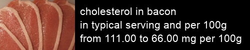 cholesterol in bacon information and values per serving and 100g