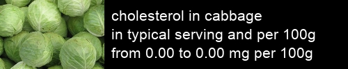 cholesterol in cabbage information and values per serving and 100g