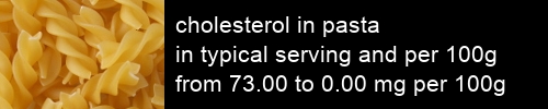 cholesterol in pasta information and values per serving and 100g