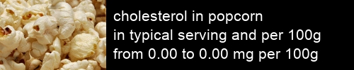 cholesterol in popcorn information and values per serving and 100g