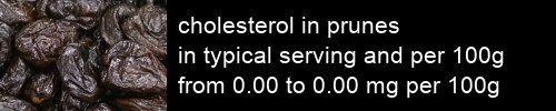 cholesterol in prunes information and values per serving and 100g