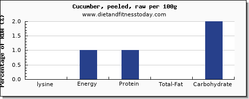 lysine and nutrition facts in cucumber per 100g