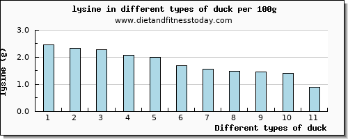 duck lysine per 100g