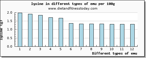 emu lysine per 100g