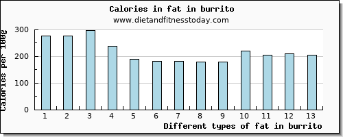 fat in burrito total fat per 100g