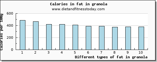 fat in granola total fat per 100g