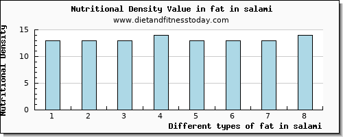 fat in salami total fat per 100g