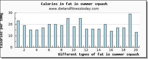 fat in summer squash total fat per 100g