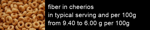 fiber in cheerios information and values per serving and 100g