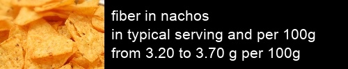 fiber in nachos information and values per serving and 100g