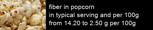 fiber in popcorn information and values per serving and 100g