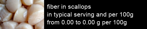 fiber in scallops information and values per serving and 100g