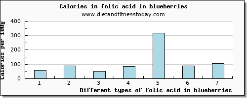 folic acid in blueberries folate, dfe per 100g