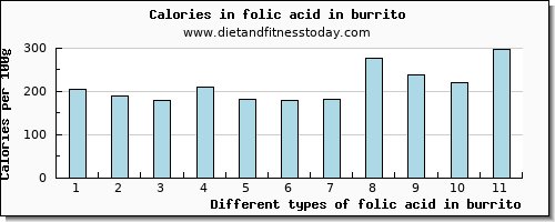 folic acid in burrito folate, dfe per 100g