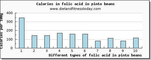 folic acid in pinto beans folate, dfe per 100g