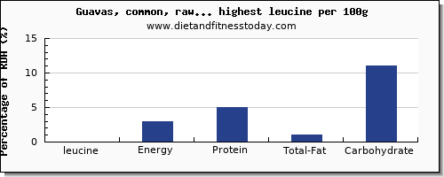 leucine and nutrition facts in fruits per 100g