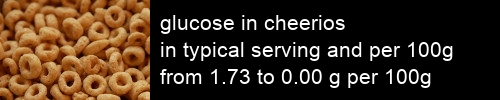 glucose in cheerios information and values per serving and 100g