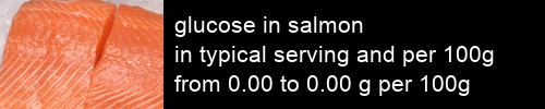 glucose in salmon information and values per serving and 100g