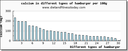 hamburger calcium per 100g