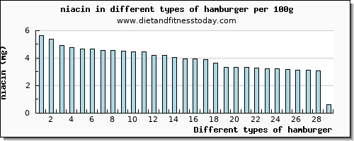 hamburger niacin per 100g