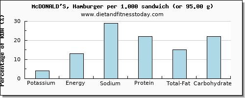 potassium and nutritional content in hamburger