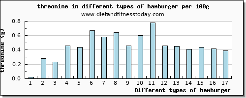 hamburger threonine per 100g