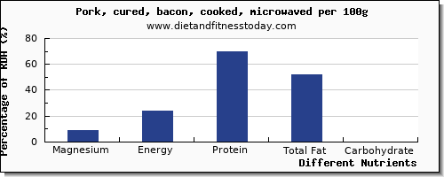 chart to show highest magnesium in bacon per 100g