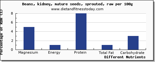 chart to show highest magnesium in beans per 100g