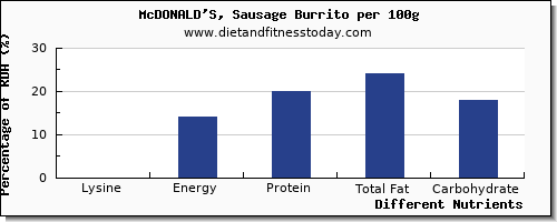 chart to show highest lysine in burrito per 100g