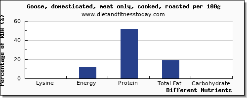 chart to show highest lysine in goose per 100g