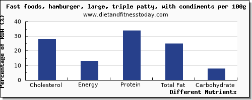 chart to show highest cholesterol in hamburger per 100g