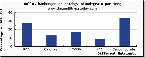 chart to show highest iron in hamburger per 100g