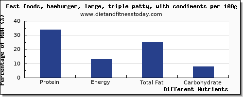 chart to show highest protein in hamburger per 100g