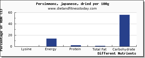 chart to show highest lysine in persimmons per 100g